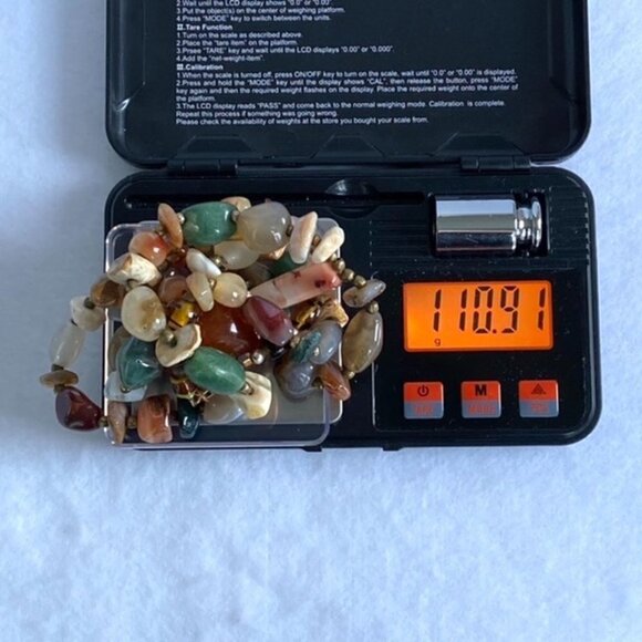 Artisan Natural Stone Beaded Boho 26" Boho Necklace Amber Colored Glass Pendant - Picture 16 of 16